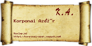 Korponai Azár névjegykártya